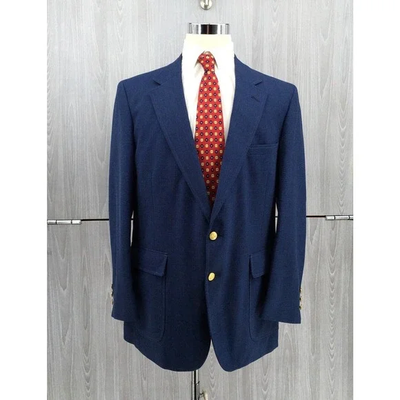 Stafford Mens Gold Button Blazer Size 44R - Picture 1 of 9